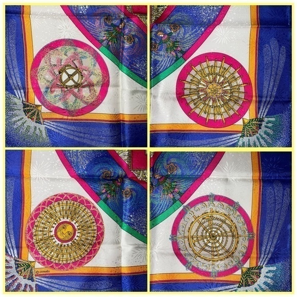 Hermes 150th Anniversary 100% Silk Scarf "Feux d"Artifice " by M. Duchene W/Box - Picture 4 of 16